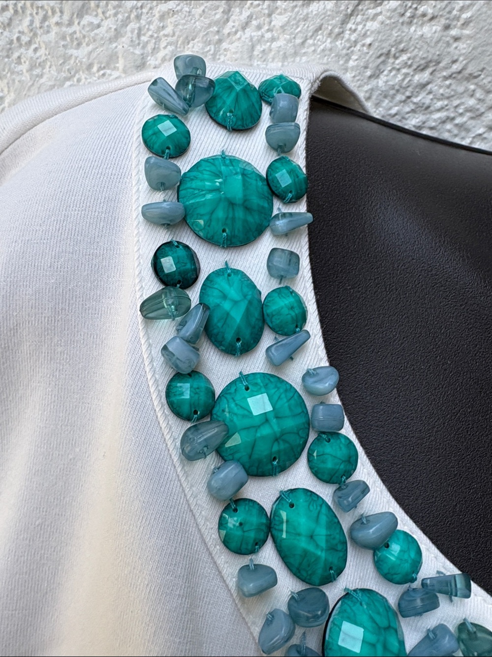 Ruby Rd. Top with Teal Beaded Neckline NWOT - Picture 3 of 8